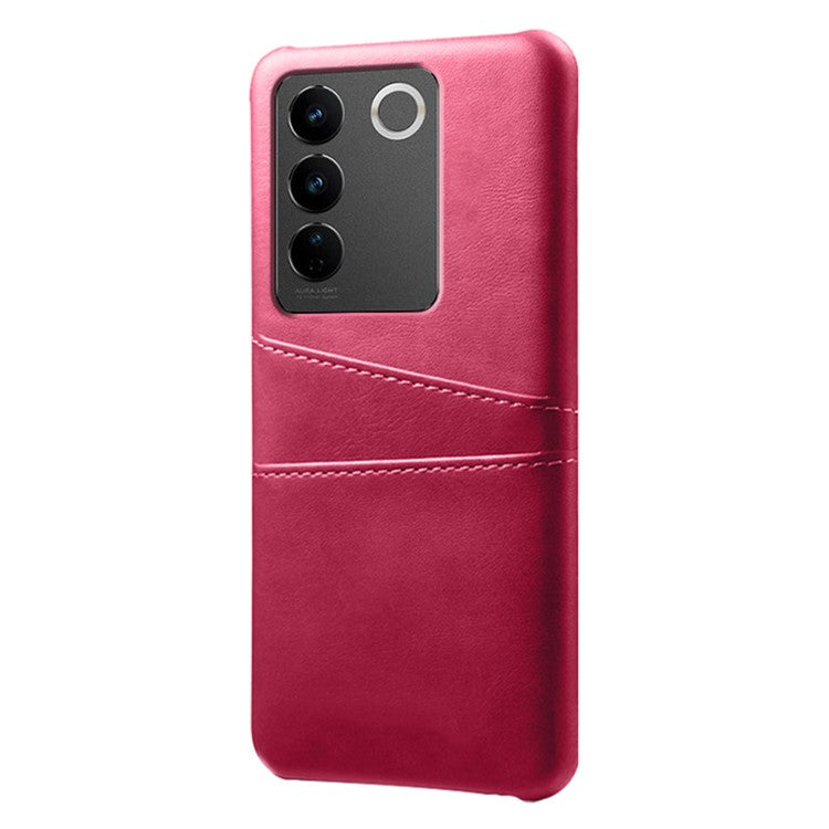 For vivo S16 / S16 Pro Anti-drop Phone Case Double Card Slots Leather Coated PC Cover - Rose