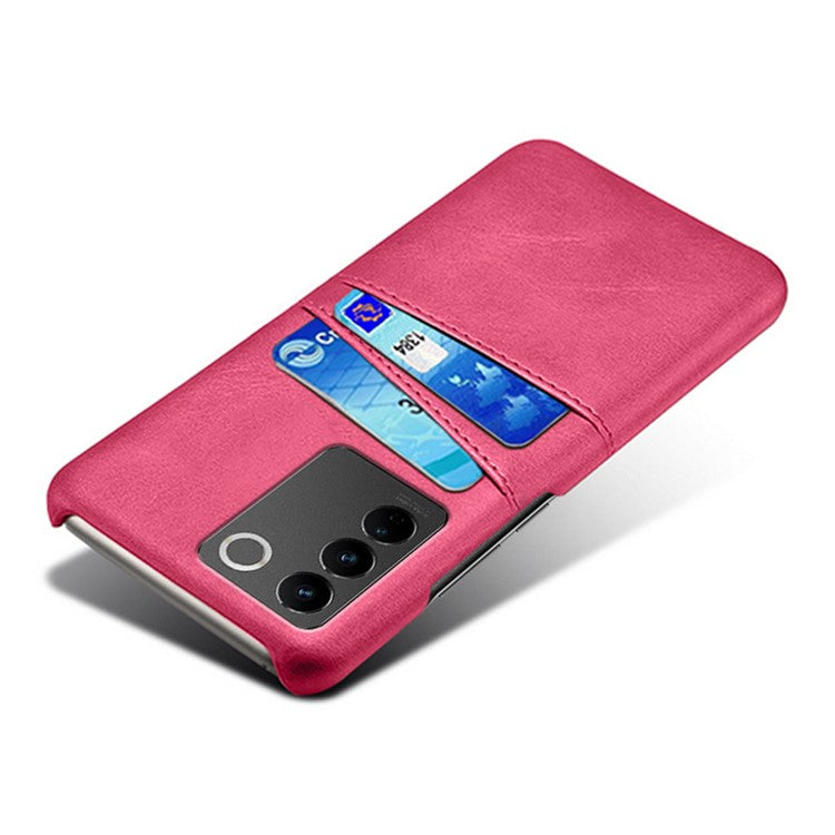 For vivo S16 / S16 Pro Anti-drop Phone Case Double Card Slots Leather Coated PC Cover - Rose