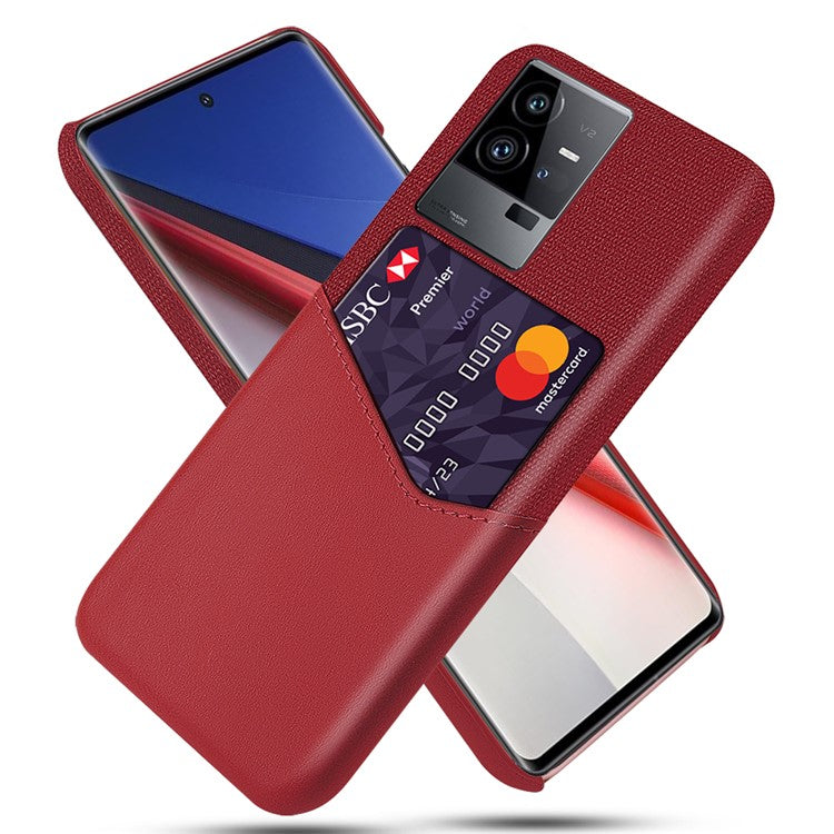 For vivo iQOO 11 Pro 5G PU Leather + PC Slim Cover Card Slot Cloth Texture Phone Case - Red