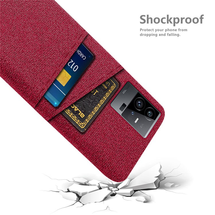 For vivo iQOO 11 Pro 5G Cloth Texture Phone Case Dual Card Slots Holder Hard PC Phone Cover - Red