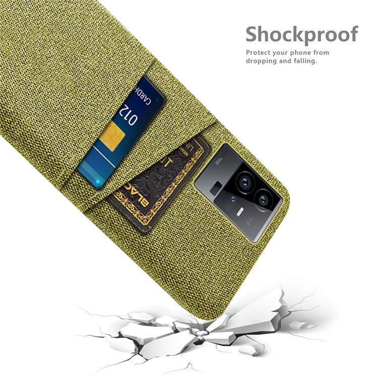 For vivo iQOO 11 Pro 5G Cloth Texture Phone Case Dual Card Slots Holder Hard PC Phone Cover - Yellow