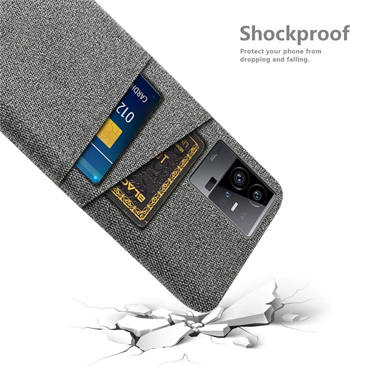 For vivo iQOO 11 Pro 5G Cloth Texture Phone Case Dual Card Slots Holder Hard PC Phone Cover - Grey