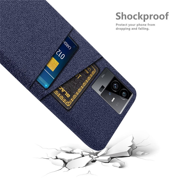 For vivo iQOO 11 Pro 5G Cloth Texture Phone Case Dual Card Slots Holder Hard PC Phone Cover - Blue