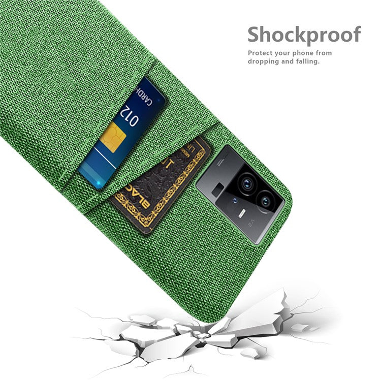 For vivo iQOO 11 Pro 5G Cloth Texture Phone Case Dual Card Slots Holder Hard PC Phone Cover - Green