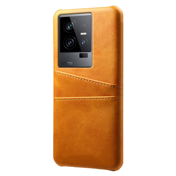 For vivo iQOO 11 Pro 5G Phone Cover Dual Card Slots PU Leather Coated PC Back Cover - Orange