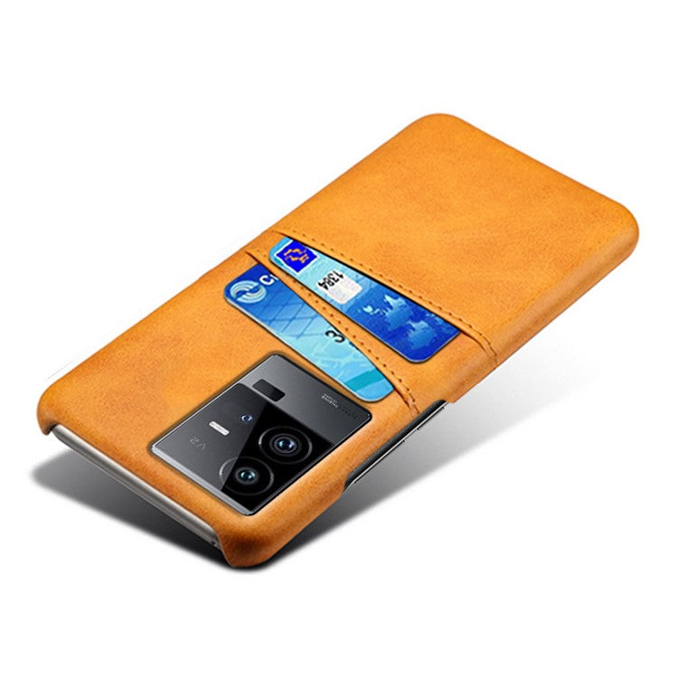 For vivo iQOO 11 Pro 5G Phone Cover Dual Card Slots PU Leather Coated PC Back Cover - Orange