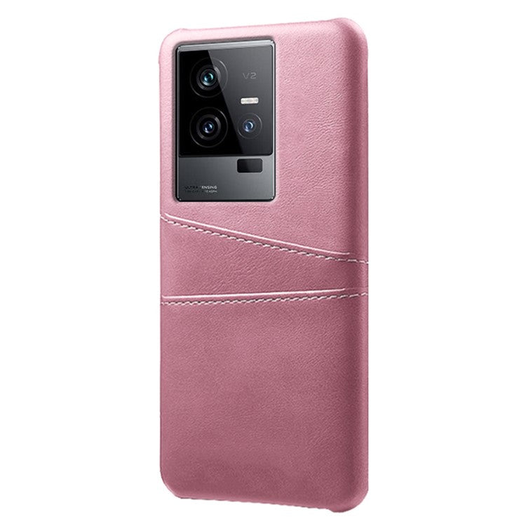 For vivo iQOO 11 Pro 5G Phone Cover Dual Card Slots PU Leather Coated PC Back Cover - Rose Gold