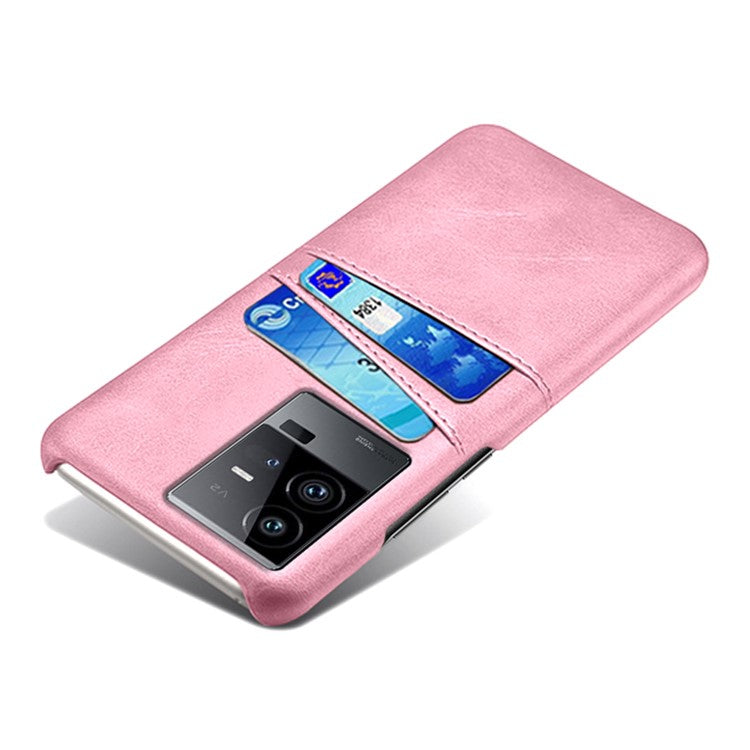 For vivo iQOO 11 Pro 5G Phone Cover Dual Card Slots PU Leather Coated PC Back Cover - Rose Gold