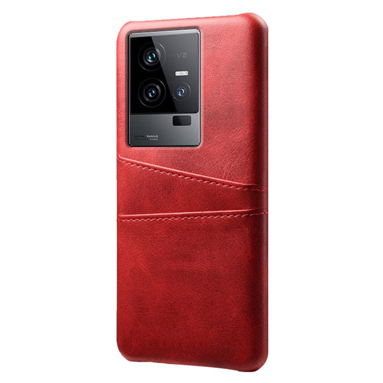 For vivo iQOO 11 Pro 5G Phone Cover Dual Card Slots PU Leather Coated PC Back Cover - Red