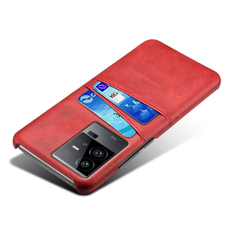 For vivo iQOO 11 Pro 5G Phone Cover Dual Card Slots PU Leather Coated PC Back Cover - Red