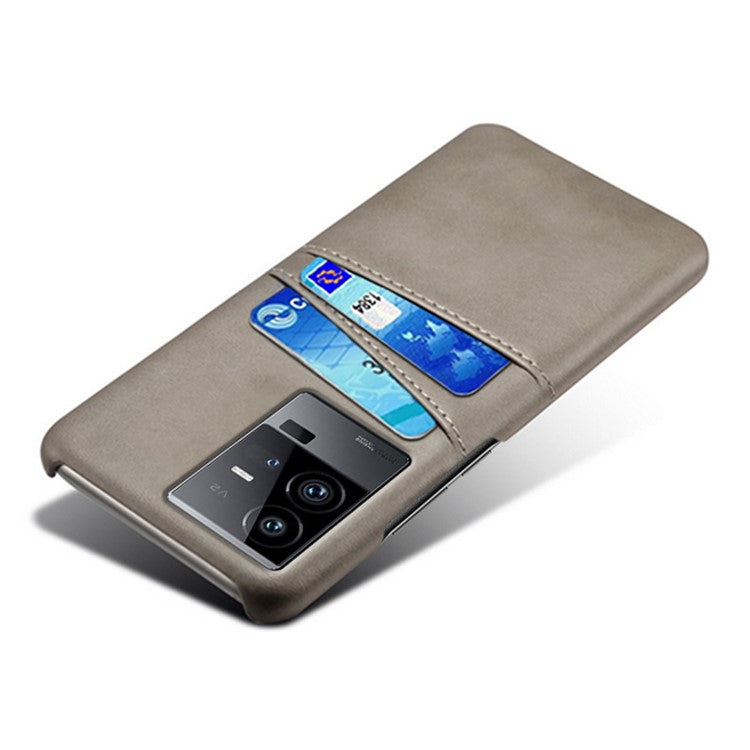 For vivo iQOO 11 Pro 5G Phone Cover Dual Card Slots PU Leather Coated PC Back Cover - Grey