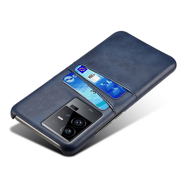 For vivo iQOO 11 Pro 5G Phone Cover Dual Card Slots PU Leather Coated PC Back Cover - Blue