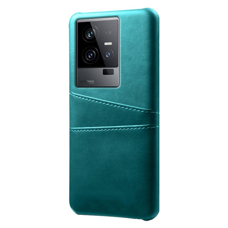 For vivo iQOO 11 Pro 5G Phone Cover Dual Card Slots PU Leather Coated PC Back Cover - Green