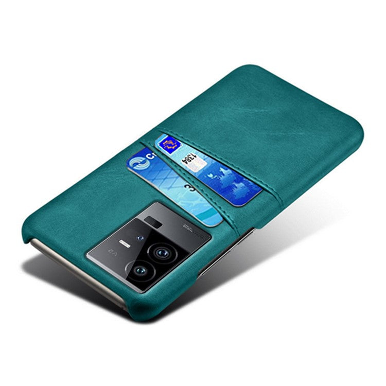 For vivo iQOO 11 Pro 5G Phone Cover Dual Card Slots PU Leather Coated PC Back Cover - Green