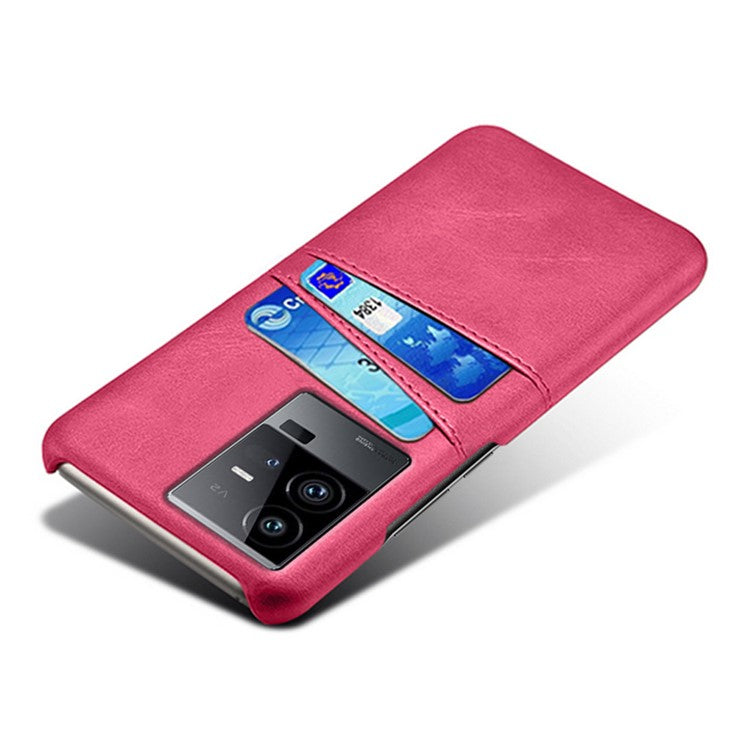 For vivo iQOO 11 Pro 5G Phone Cover Dual Card Slots PU Leather Coated PC Back Cover - Rose