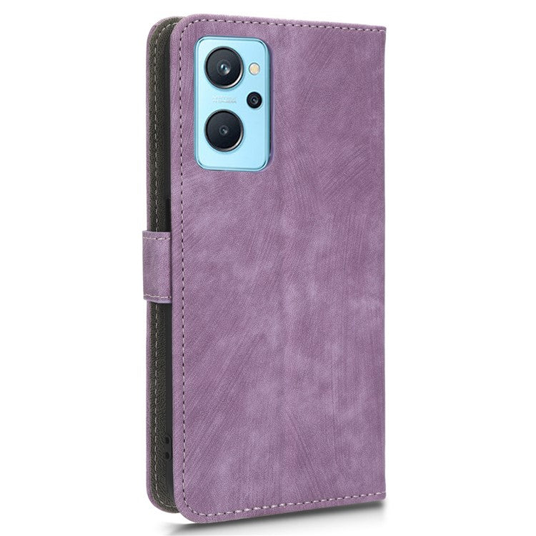 For Realme 9i 4G / Oppo A36 / A76 / A96 4G Leather Phone Case RFID Blocking Phone Wallet Stand Cover with Strap - Purple