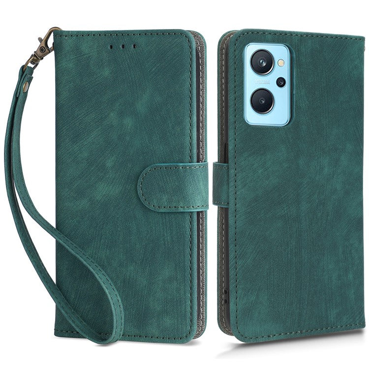 For Realme 9i 4G / Oppo A36 / A76 / A96 4G Leather Phone Case RFID Blocking Phone Wallet Stand Cover with Strap - Green