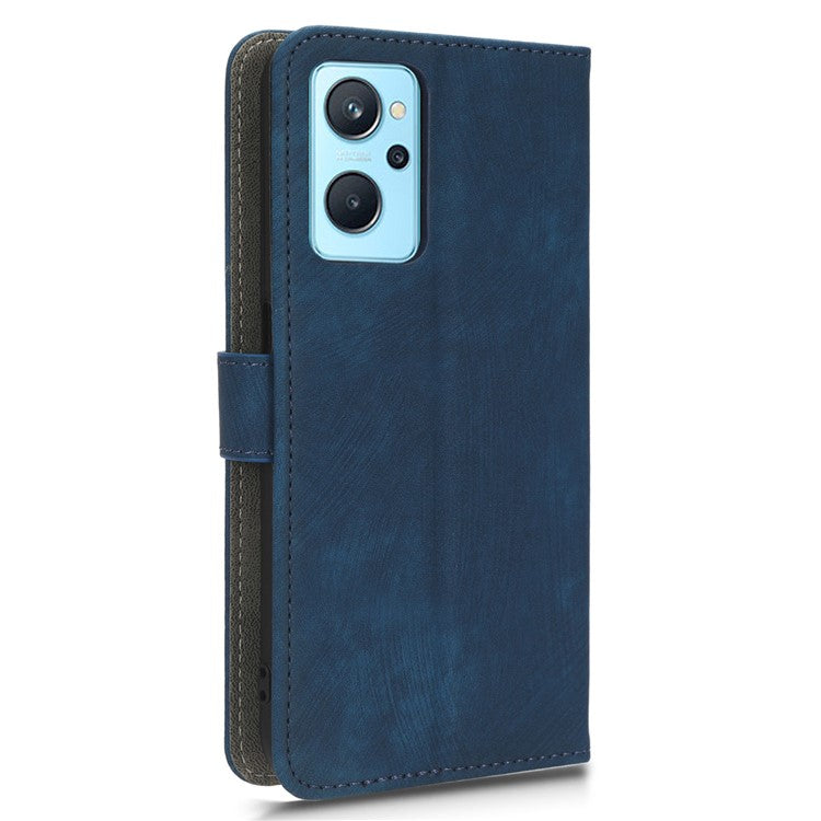 For Realme 9i 4G / Oppo A36 / A76 / A96 4G Leather Phone Case RFID Blocking Phone Wallet Stand Cover with Strap - Blue