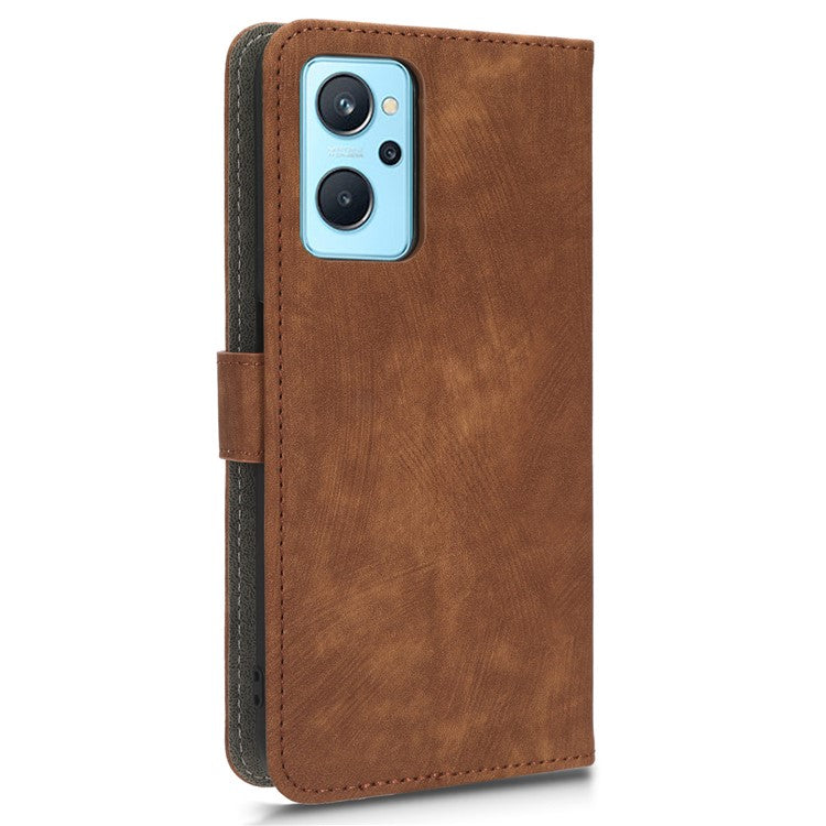 For Realme 9i 4G / Oppo A36 / A76 / A96 4G Leather Phone Case RFID Blocking Phone Wallet Stand Cover with Strap - Brown