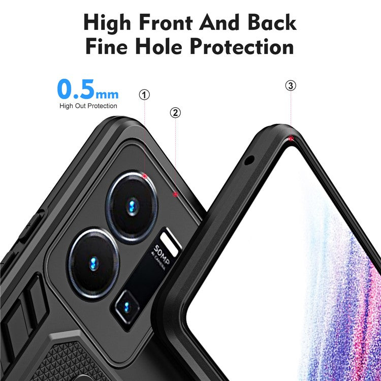 For vivo Y35 4G (2022) / Y22s 4G / Y22 4G Anti-drop Cell Phone Case PC+TPU Kickstand Phone Cover - Black