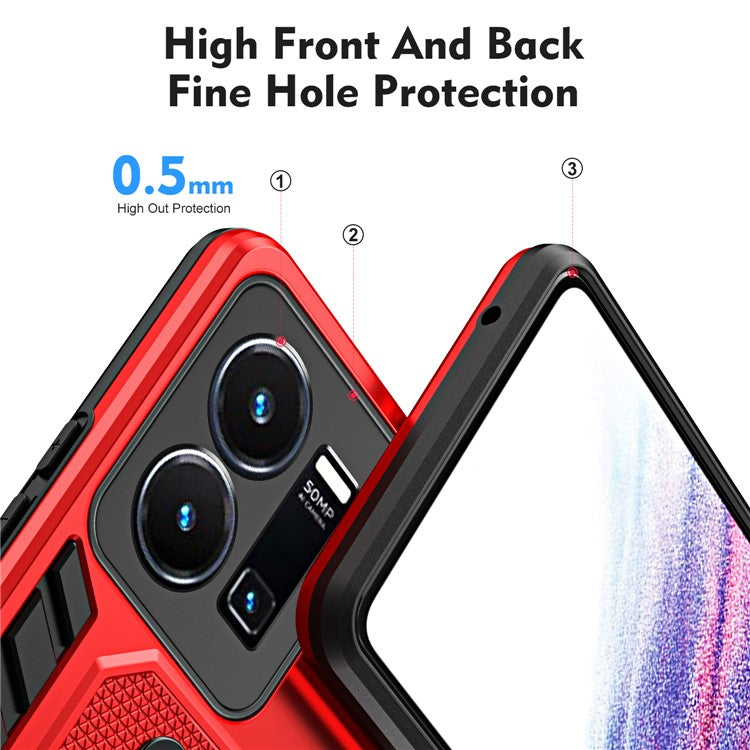 For vivo Y35 4G (2022) / Y22s 4G / Y22 4G Anti-drop Cell Phone Case PC+TPU Kickstand Phone Cover - Red