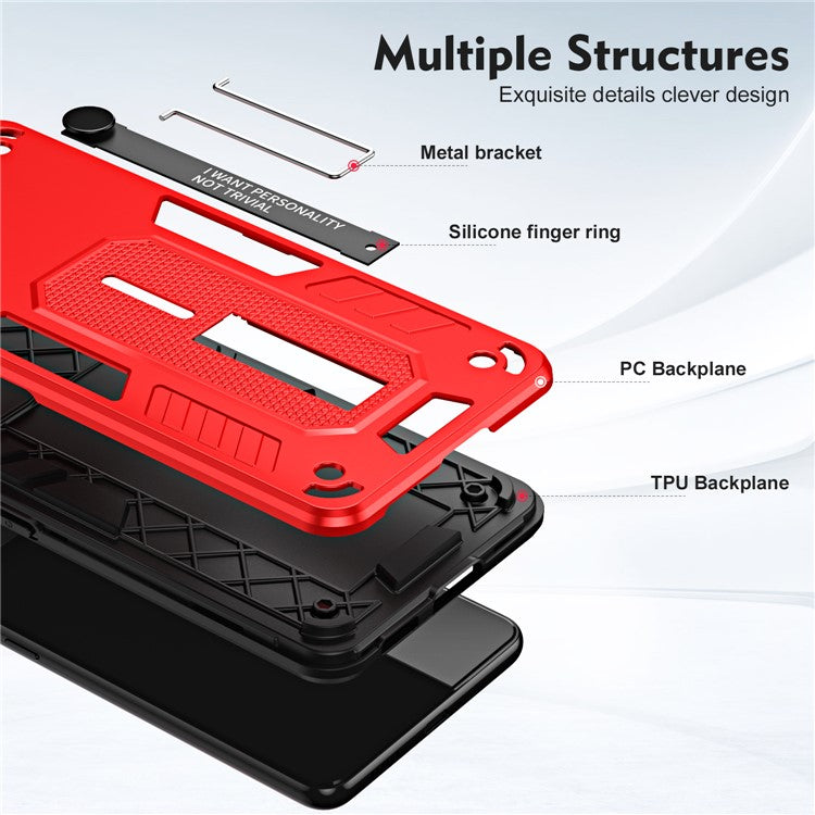 For vivo Y35 4G (2022) / Y22s 4G / Y22 4G Anti-drop Cell Phone Case PC+TPU Kickstand Phone Cover - Red