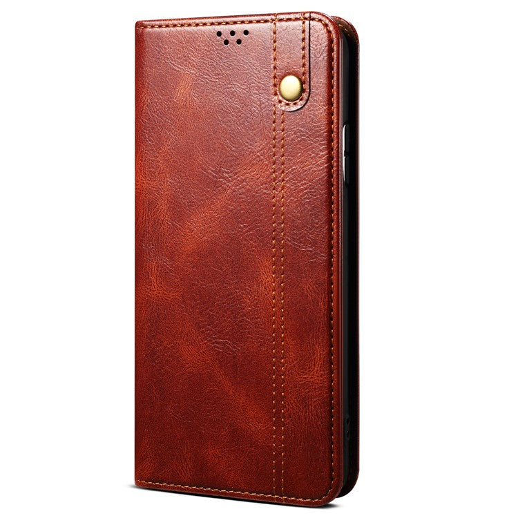 Leather Phone Case for vivo S16 Pro / S16 , Waxy Crazy Horse Texture Stand Wallet Cell Phone Cover - Brown