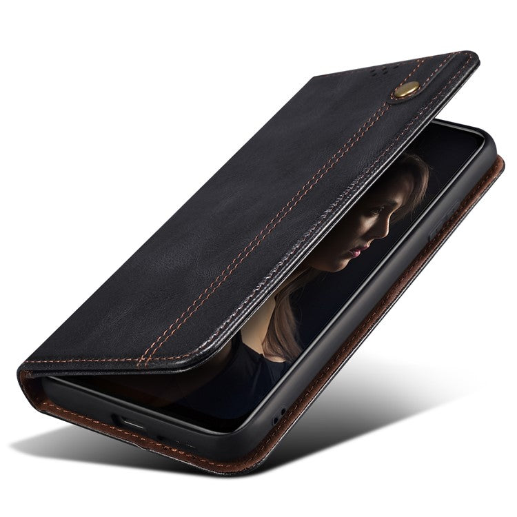 Leather Phone Case for vivo S16 Pro / S16 , Waxy Crazy Horse Texture Stand Wallet Cell Phone Cover - Black