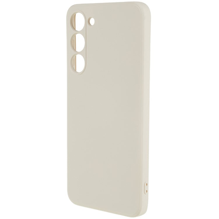 For Samsung Galaxy S23 TPU Camera Protection Phone Case Soft Fiber Lining Rubberized Back Cover - White