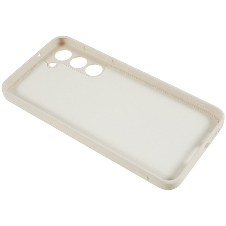 For Samsung Galaxy S23 TPU Camera Protection Phone Case Soft Fiber Lining Rubberized Back Cover - White