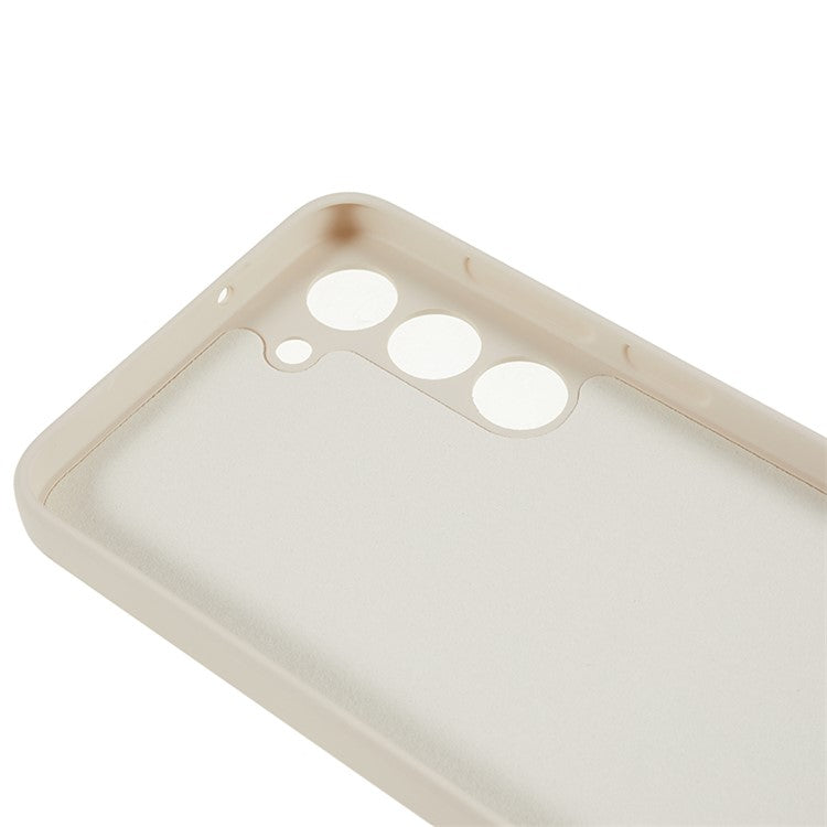 For Samsung Galaxy S23 TPU Camera Protection Phone Case Soft Fiber Lining Rubberized Back Cover - White