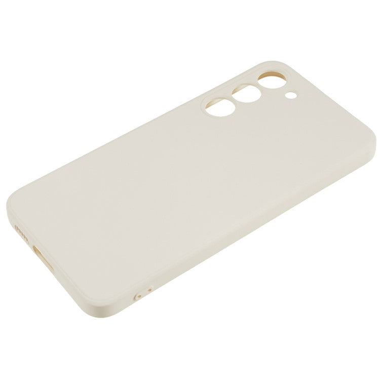 For Samsung Galaxy S23 TPU Camera Protection Phone Case Soft Fiber Lining Rubberized Back Cover - White