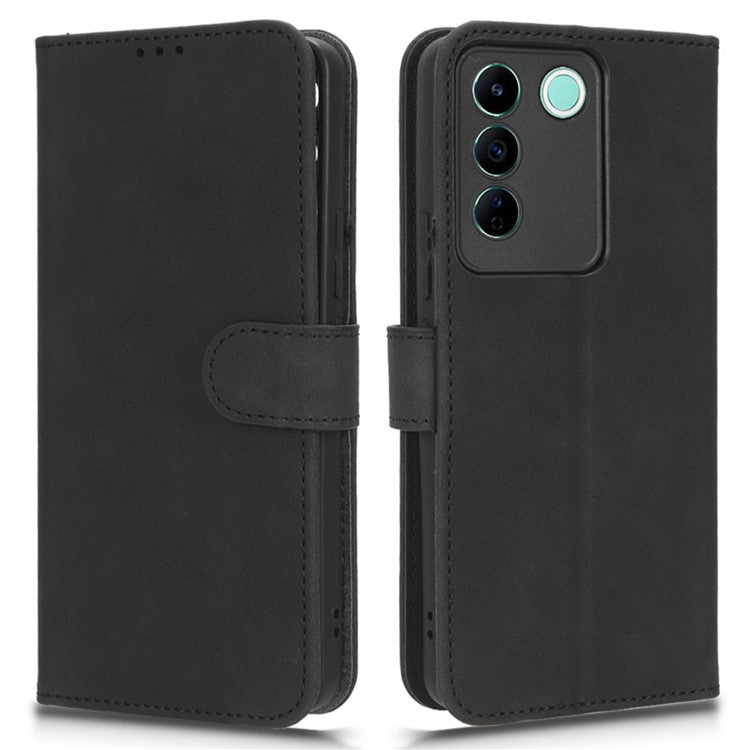 For vivo S16e 5G PU Leather Phone Stand Case Drop-proof Cell Phone Wallet Cover - Black