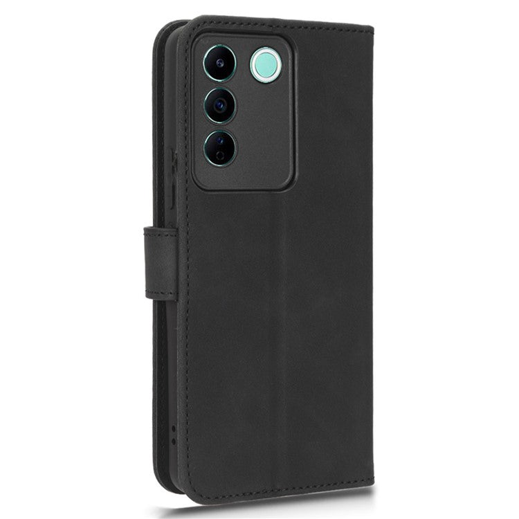 For vivo S16e 5G PU Leather Phone Stand Case Drop-proof Cell Phone Wallet Cover - Black