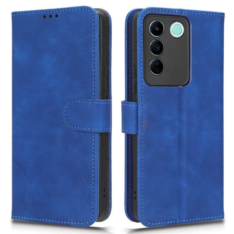 For vivo S16e 5G PU Leather Phone Stand Case Drop-proof Cell Phone Wallet Cover - Blue