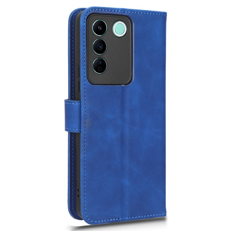 For vivo S16e 5G PU Leather Phone Stand Case Drop-proof Cell Phone Wallet Cover - Blue