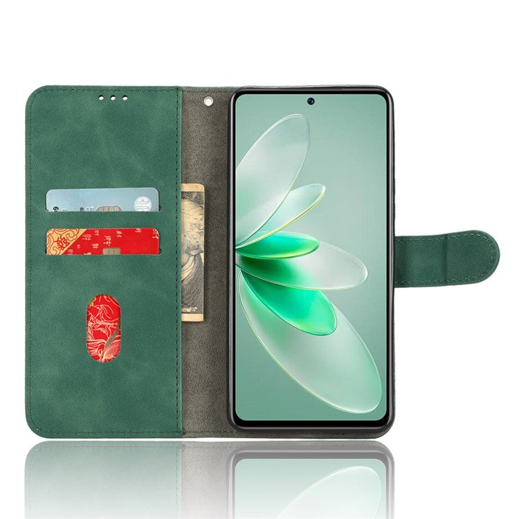 For vivo S16e 5G PU Leather Phone Stand Case Drop-proof Cell Phone Wallet Cover - Green