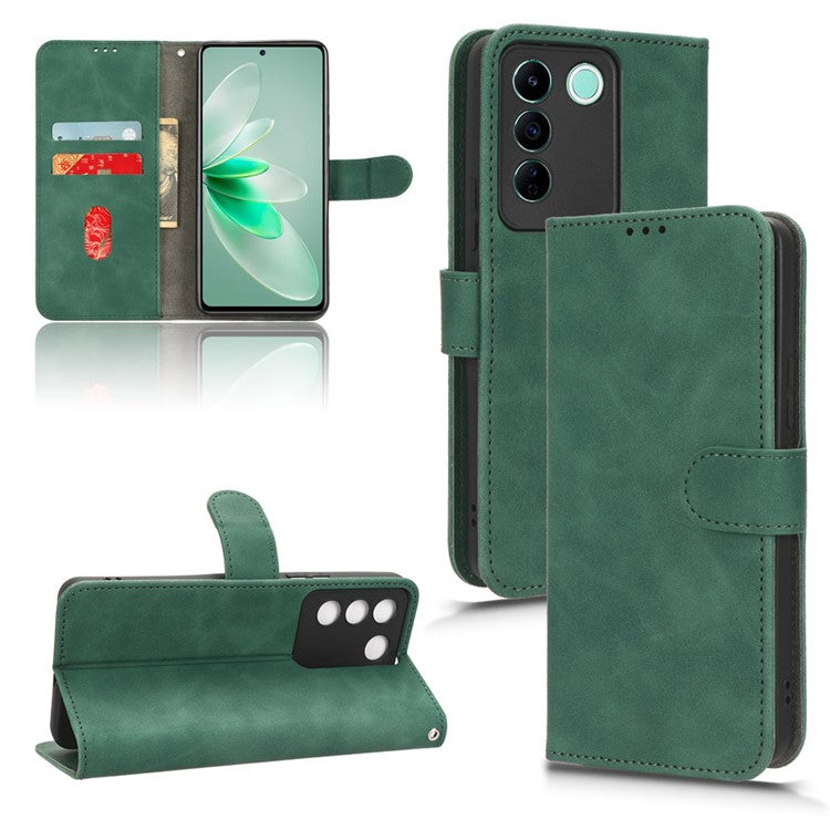 For vivo S16e 5G PU Leather Phone Stand Case Drop-proof Cell Phone Wallet Cover - Green