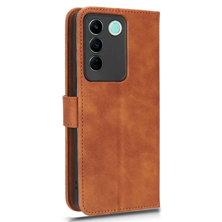 For vivo S16e 5G PU Leather Phone Stand Case Drop-proof Cell Phone Wallet Cover - Brown