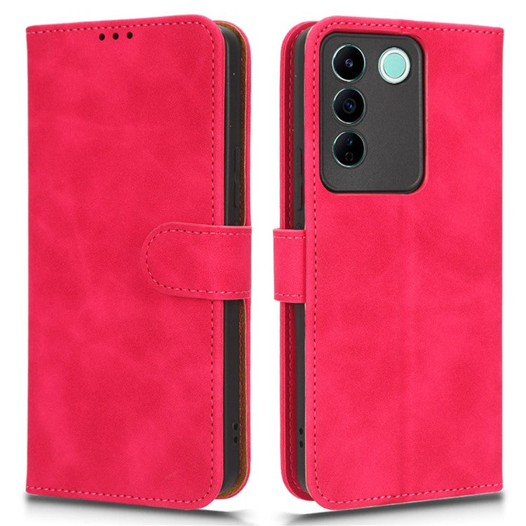 For vivo S16e 5G PU Leather Phone Stand Case Drop-proof Cell Phone Wallet Cover - Rose