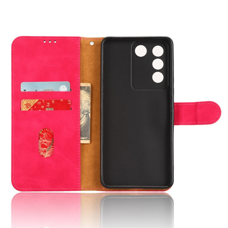 For vivo S16e 5G PU Leather Phone Stand Case Drop-proof Cell Phone Wallet Cover - Rose