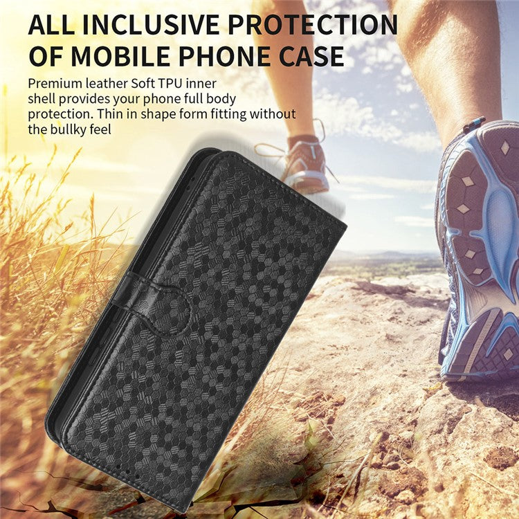 For vivo V27e 5G / S16e 5G PU Leather Stand Wallet Phone Case Dot Pattern Imprinted Smartphone Cover - Black