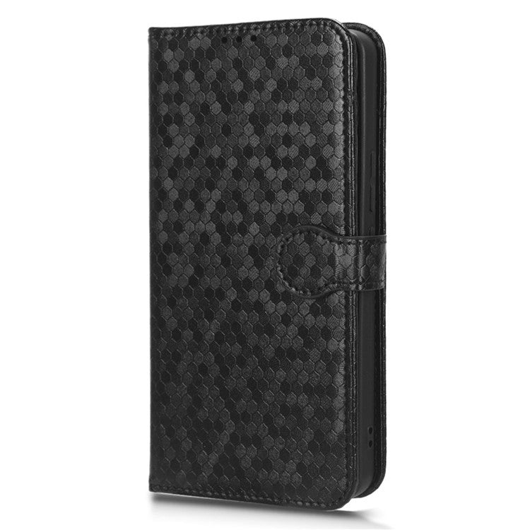 For vivo V27e 5G / S16e 5G PU Leather Stand Wallet Phone Case Dot Pattern Imprinted Smartphone Cover - Black