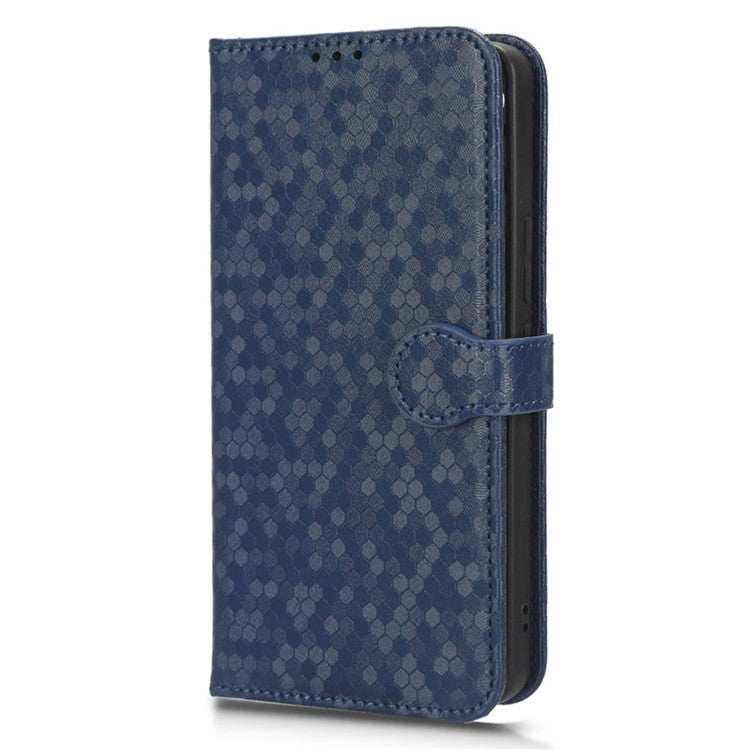 For vivo V27e 5G / S16e 5G PU Leather Stand Wallet Phone Case Dot Pattern Imprinted Smartphone Cover - Dark Blue