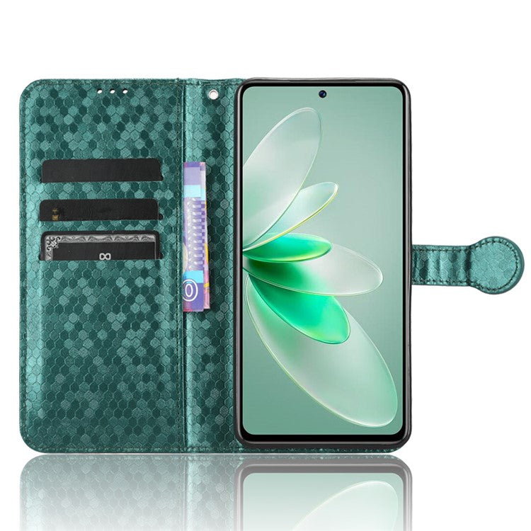 For vivo V27e 5G / S16e 5G PU Leather Stand Wallet Phone Case Dot Pattern Imprinted Smartphone Cover - Green