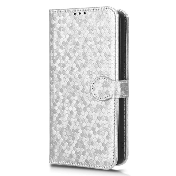 For vivo V27e 5G / S16e 5G PU Leather Stand Wallet Phone Case Dot Pattern Imprinted Smartphone Cover - Silver