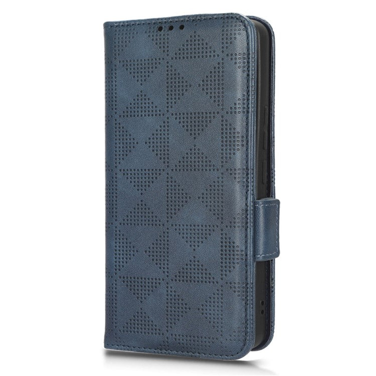 For vivo V27e 5G / S16e 5G Leather Phone Case Wallet Stand Imprinted Triangle Anti-drop Phone Cover - Blue