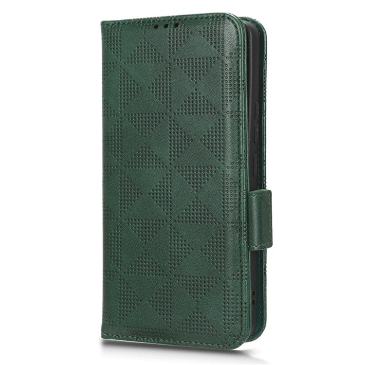 For vivo V27e 5G / S16e 5G Leather Phone Case Wallet Stand Imprinted Triangle Anti-drop Phone Cover - Green