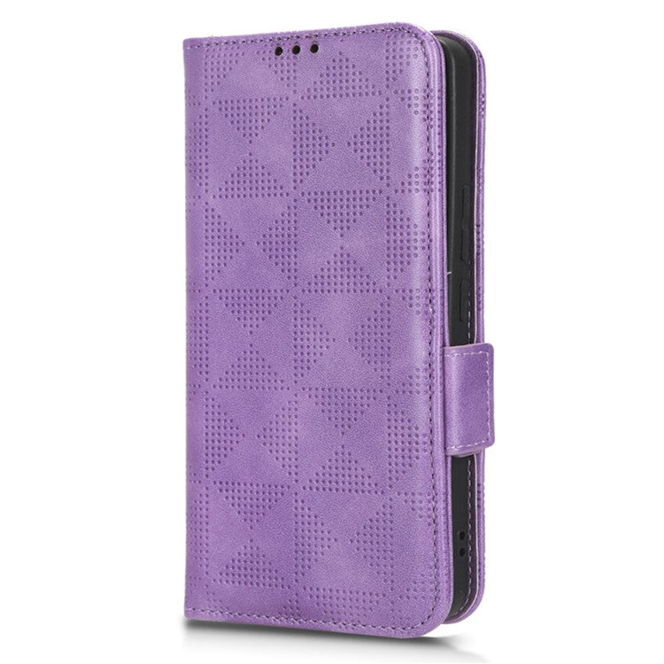 For vivo V27e 5G / S16e 5G Leather Phone Case Wallet Stand Imprinted Triangle Anti-drop Phone Cover - Purple