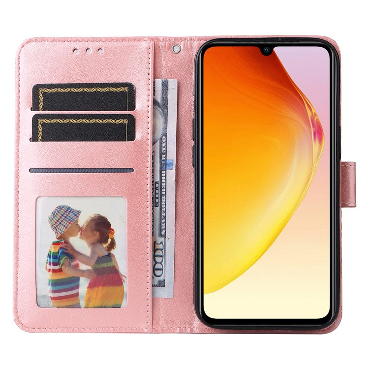 Phone Case for vivo V25 5G / V25e 4G , Sunflower Imprinted Wallet Stand Phone Leather Cover with Strap - Pink